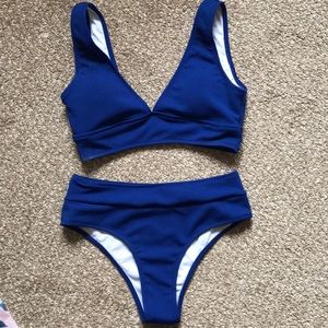 NWT Shein royal blue high-waisted bikini
